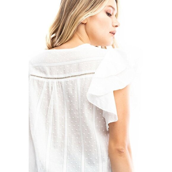 Solitaire Texture 100% Cotton Sleeveless White Blouse Size XL - Picture 7 of 8